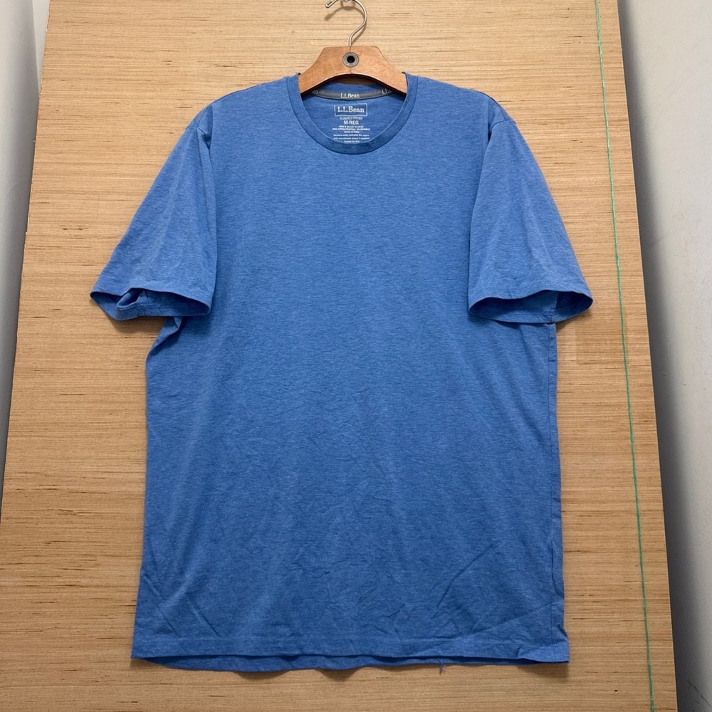 LL Bean Mens Slightly Fitted Supima Cotton Spandex Tee Blue Heather M 513018